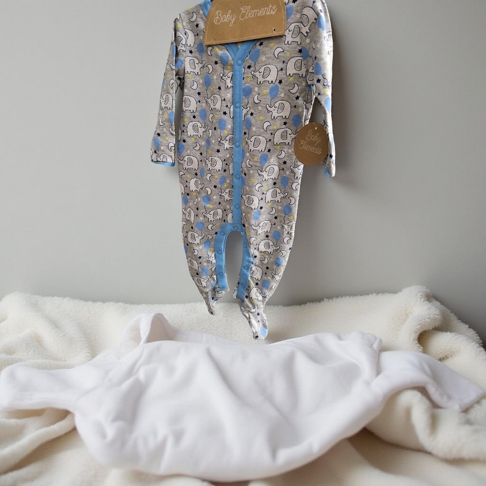1 New Element  One Piece pjs with elephants